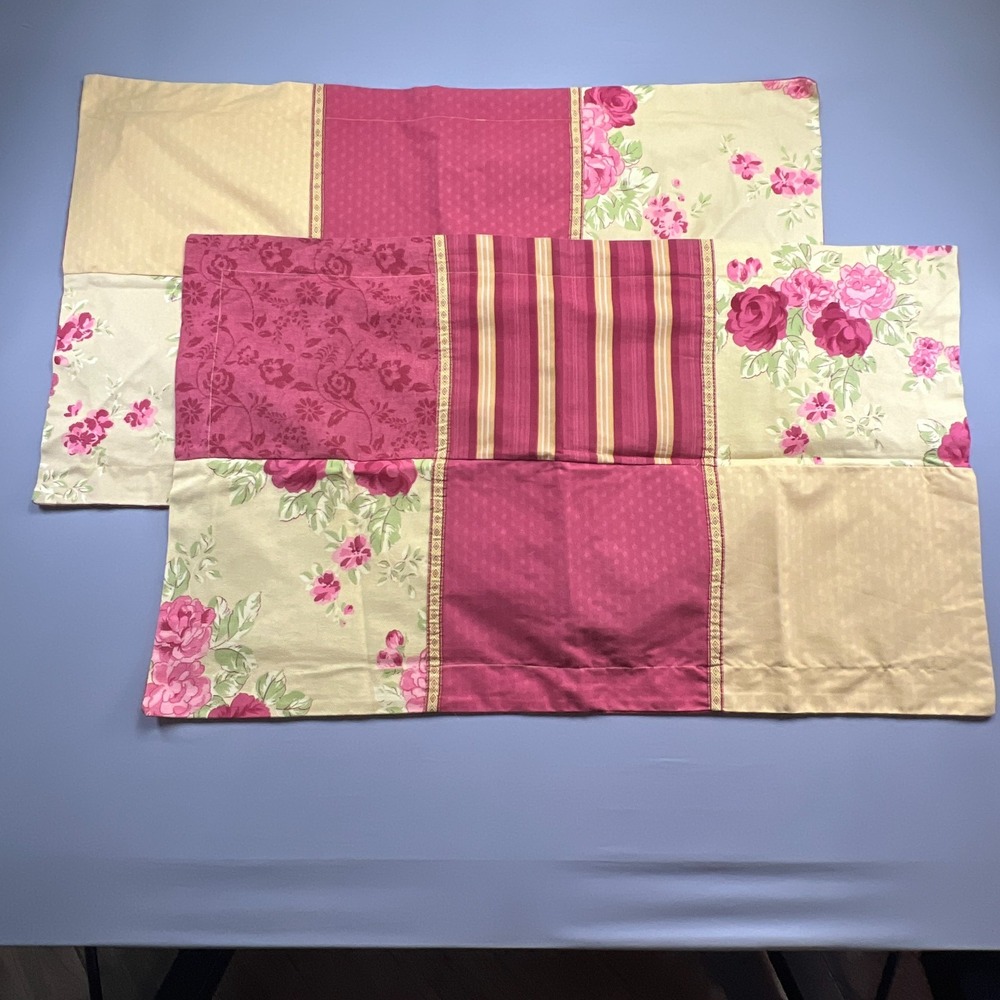 Set Of 2 Laura Ashley Miranda Patchwork Pillow Shams Multi Floral (39" X 23")